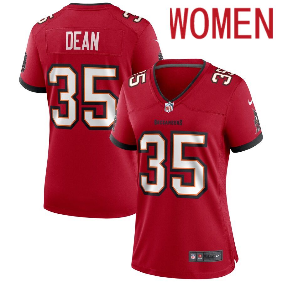 Women Tampa Bay Buccaneers 35 Jamel Dean Nike Red Game NFL Jersey